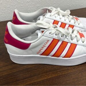 adidas Superstar White and Orange Men's Shoes